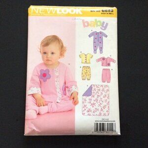 New Look Layette Pattern 6636 Newborn Infant Baby Top Romper Pants Blanket Uncut